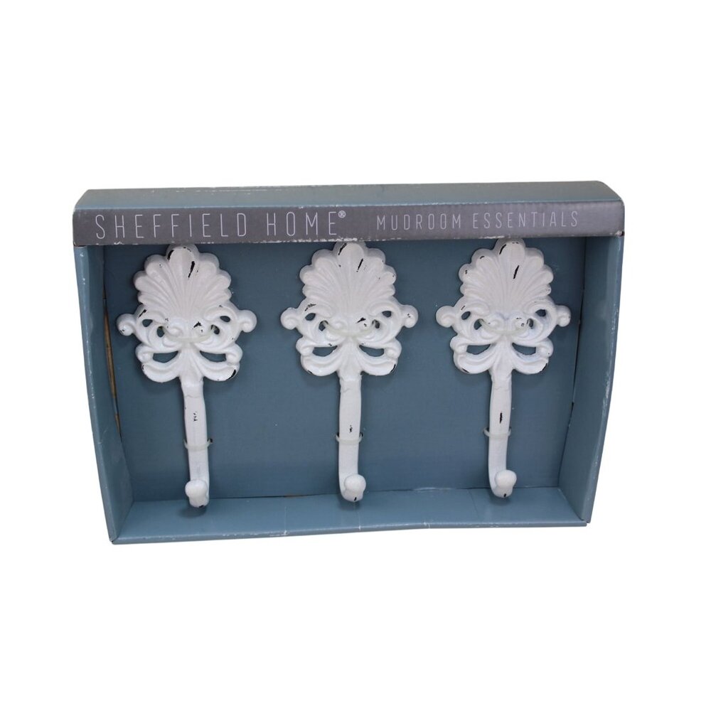 Sheffield Home Mudroom Essentials Chippy White Wall Hooks 92469
